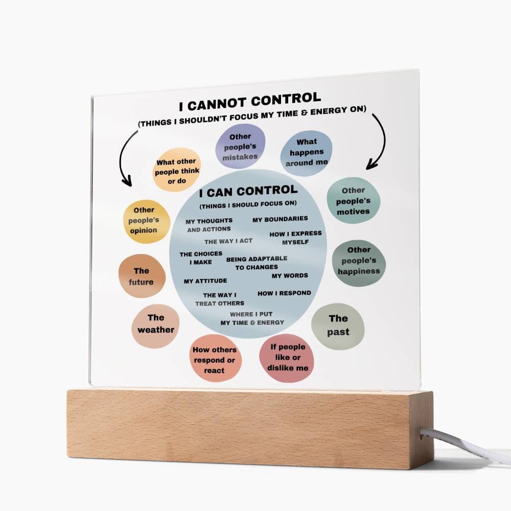 Things I can control Acrylic Decor What I can control Anxiety LED light Mindful Room Decor School Psychologist Office Decor Counselor Sign