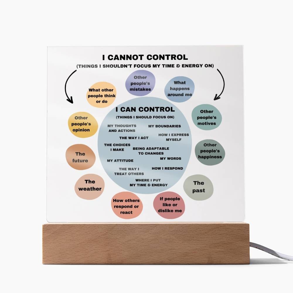 Things I can control Acrylic Decor What I can control Anxiety LED light Mindful Room Decor School Psychologist Office Decor Counselor Sign
