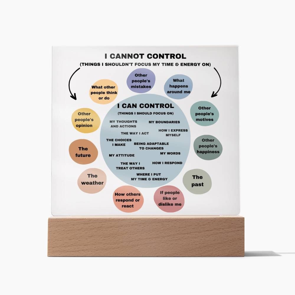 Things I can control Acrylic Decor What I can control Anxiety LED light Mindful Room Decor School Psychologist Office Decor Counselor Sign