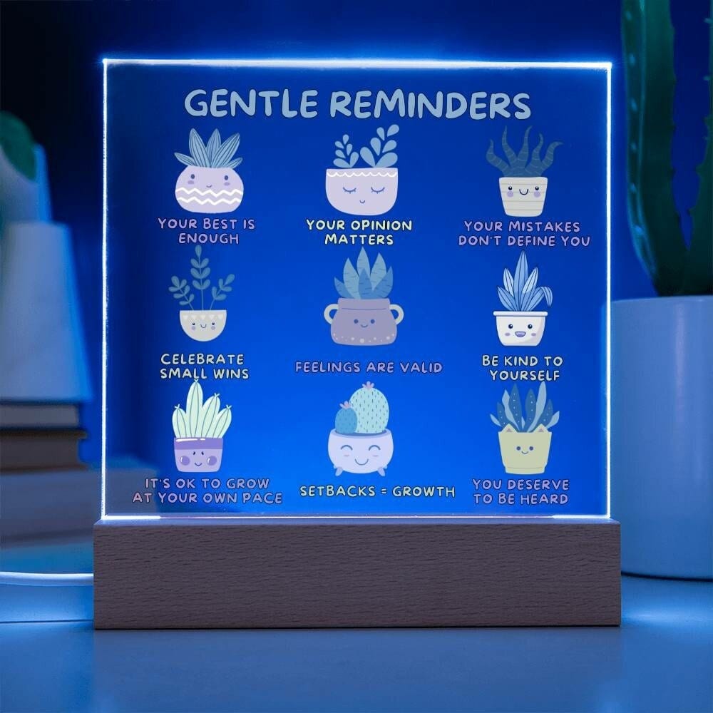 Gentle Reminders Acrylic Plaque Mental health Art Self love reminders Self compassion Daily Motivation Therapist Decor