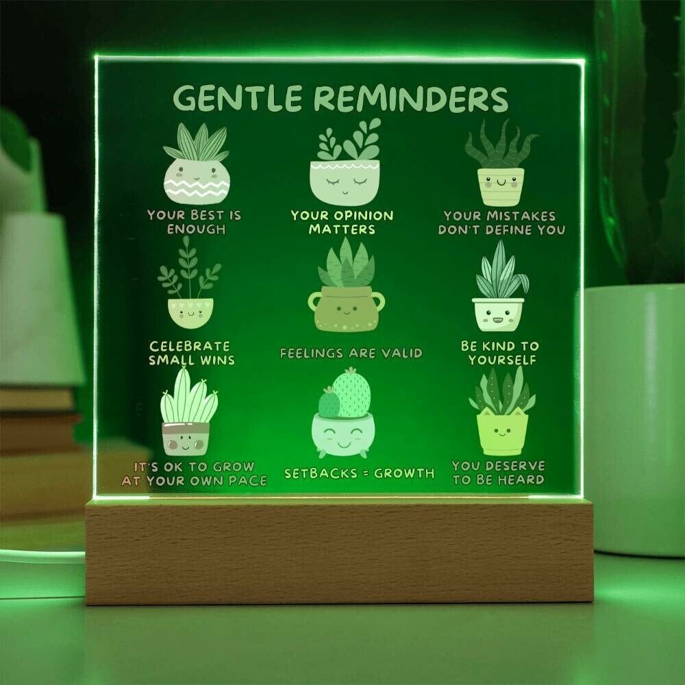 Gentle Reminders Acrylic Plaque Mental health Art Self love reminders Self compassion Daily Motivation Therapist Decor