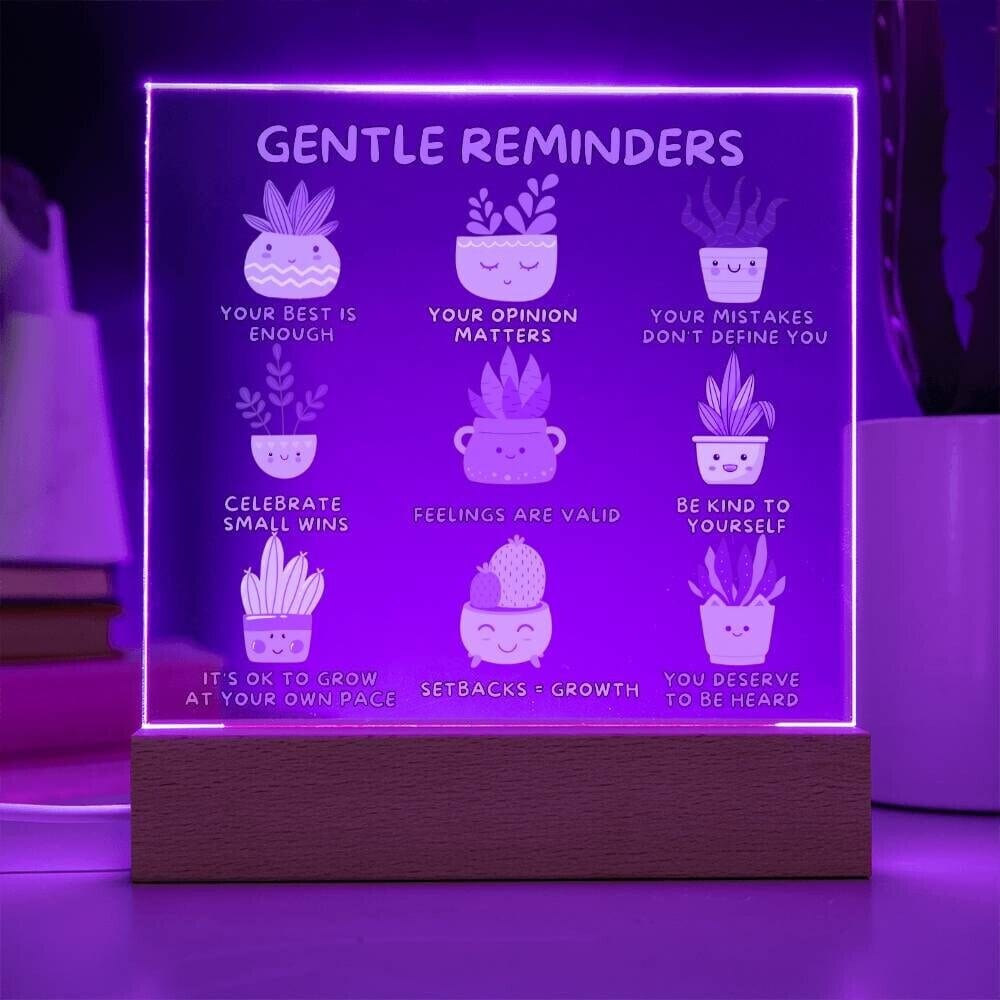 Gentle Reminders Acrylic Plaque Mental health Art Self love reminders Self compassion Daily Motivation Therapist Decor