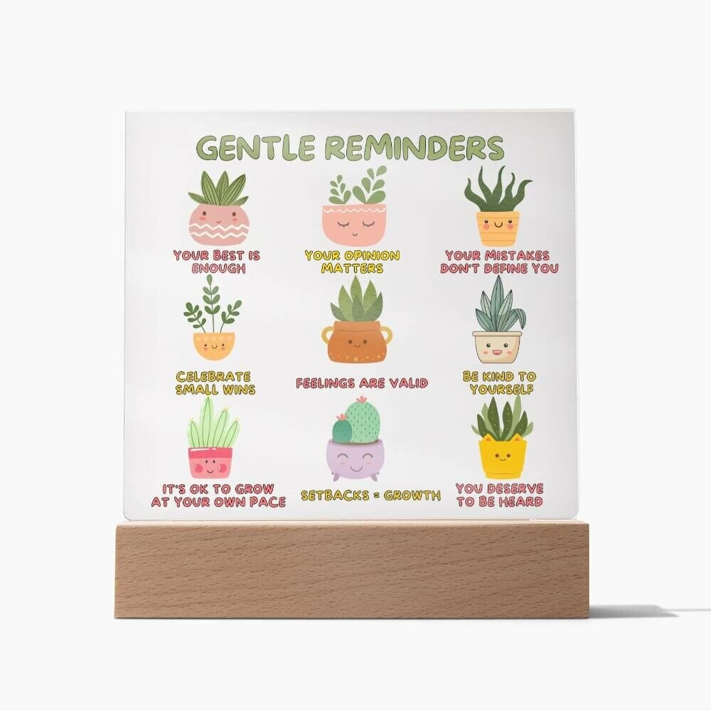 Gentle Reminders Acrylic Plaque Mental health Art Self love reminders Self compassion Daily Motivation Therapist Decor
