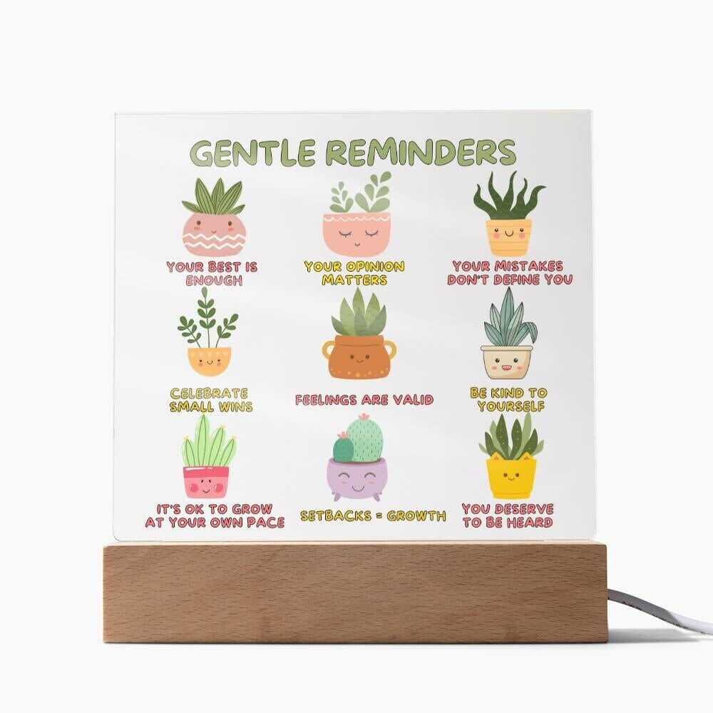 Gentle Reminders Acrylic Plaque Mental health Art Self love reminders Self compassion Daily Motivation Therapist Decor