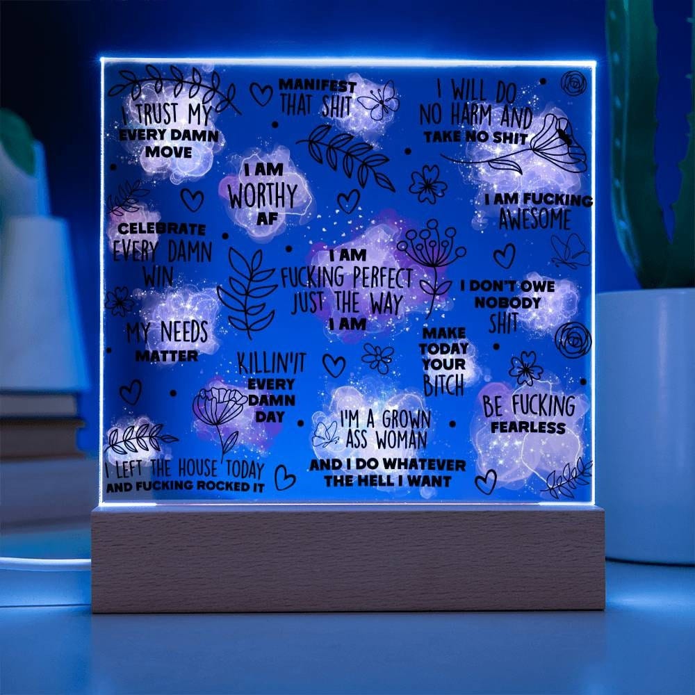 Swear affirmations Daily Reminder Plaque, Positive Affirmation, Motivational Message Mental Awareness Room Decor Gift for Her Nightlight LED