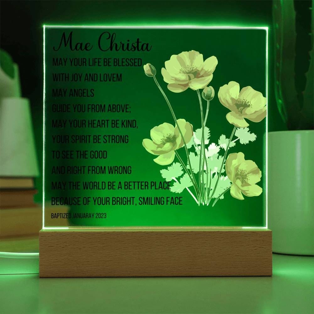Baptism Gift Girl Personalized Baby Girl Acrylic Plaque Gift Nursery art Godchild Baptism Sign Dedication Gift Nursery Decor LED Night Light