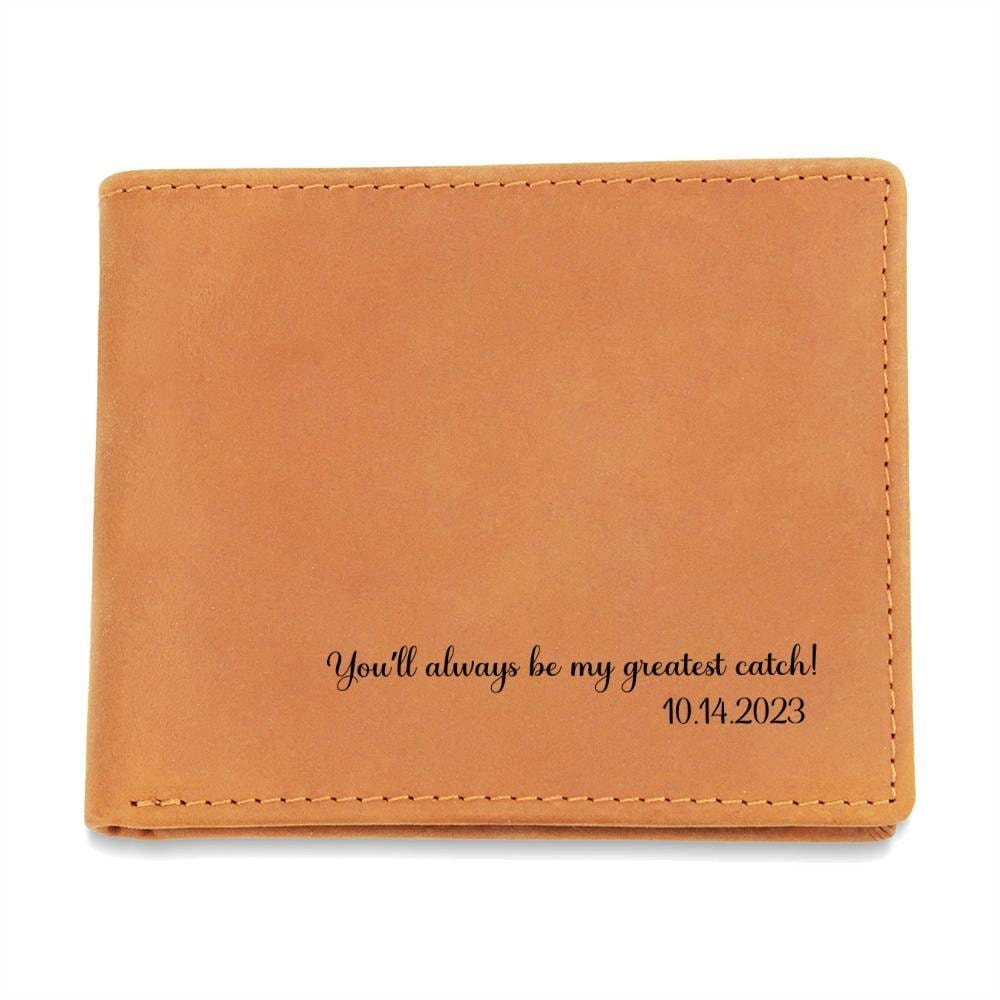 Fishing Gift Personalized Boyfriend Leather Wallet Husband Gift Fisherman Wallet Funny Anniversary Gift Bride Gift to Groom on wedding day
