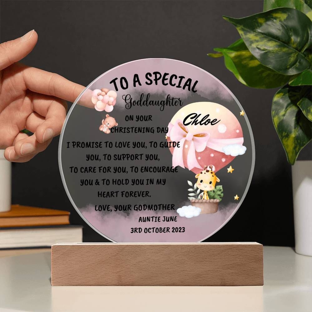 Goddaughter Gift Godchild Acrylic Plaque from Godmother Gift From Godfather Christening Sign for godchild Gift from Godparents Baptism Gift