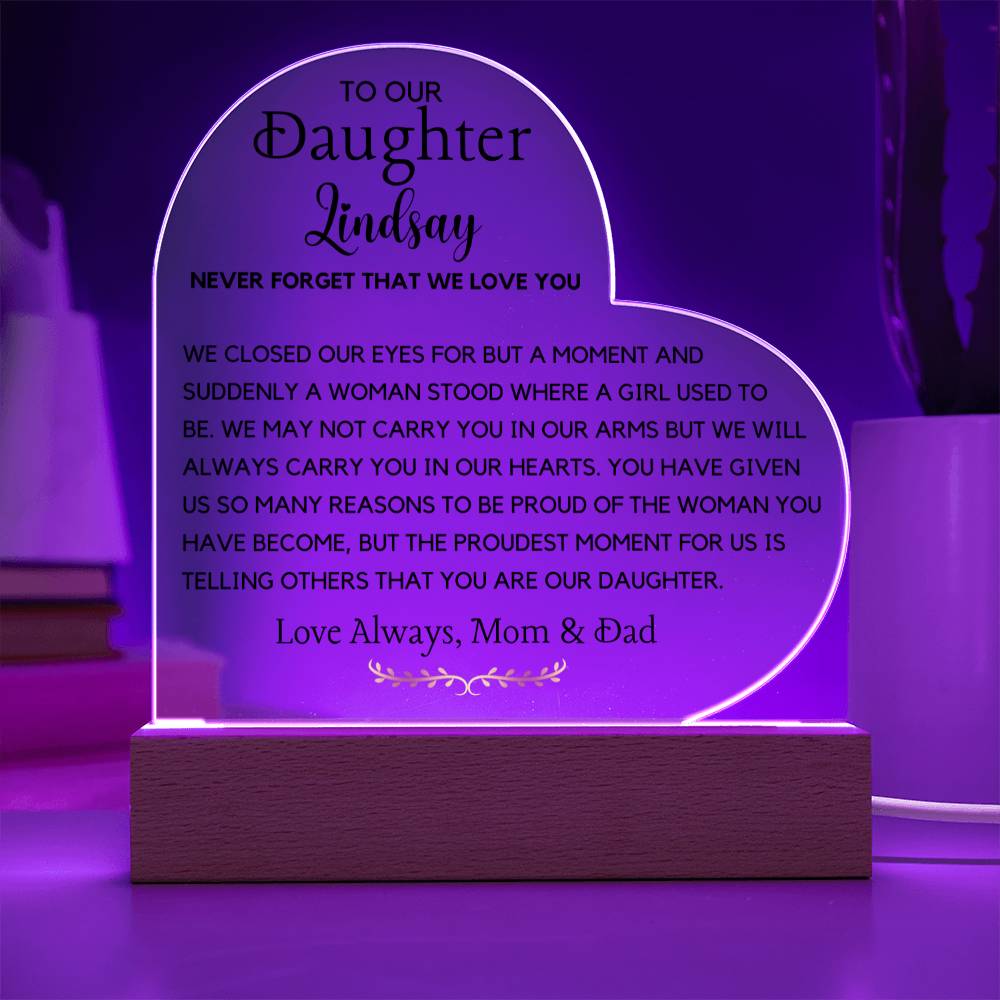 To my Daughter Acrylic Plaque from Mom or Dad, Gift from Parents