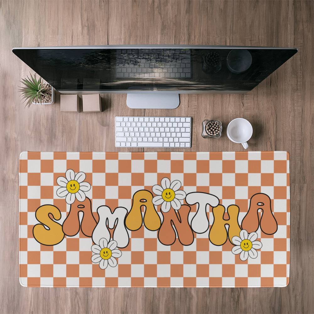 Personalized Retro Daisy Desk mat, Cute desk decor, Custom long desk pad Y2k desk accessories Large Kawaii mat large mousepad