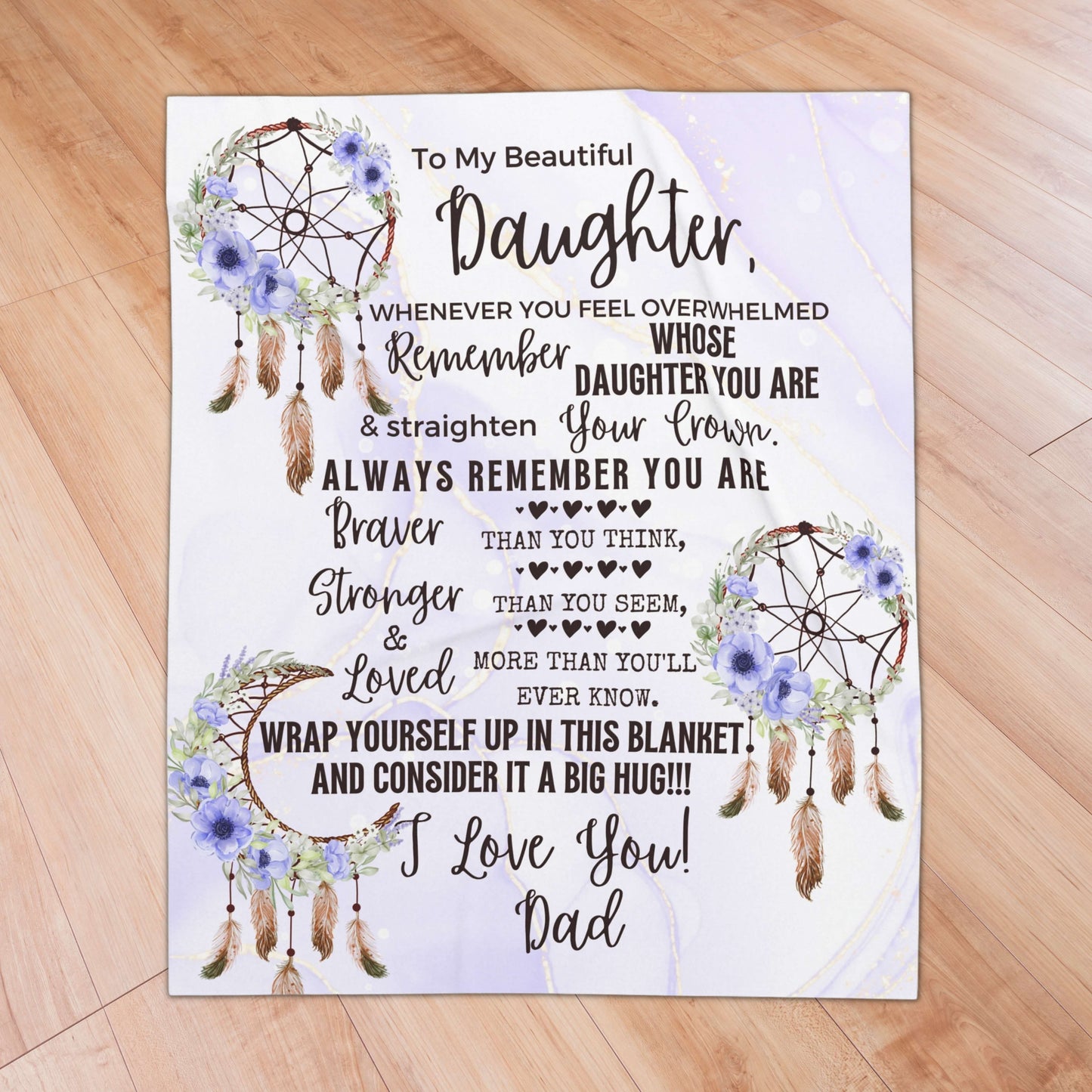 Purple Dreamcatcher Dad to Daughter Blanket