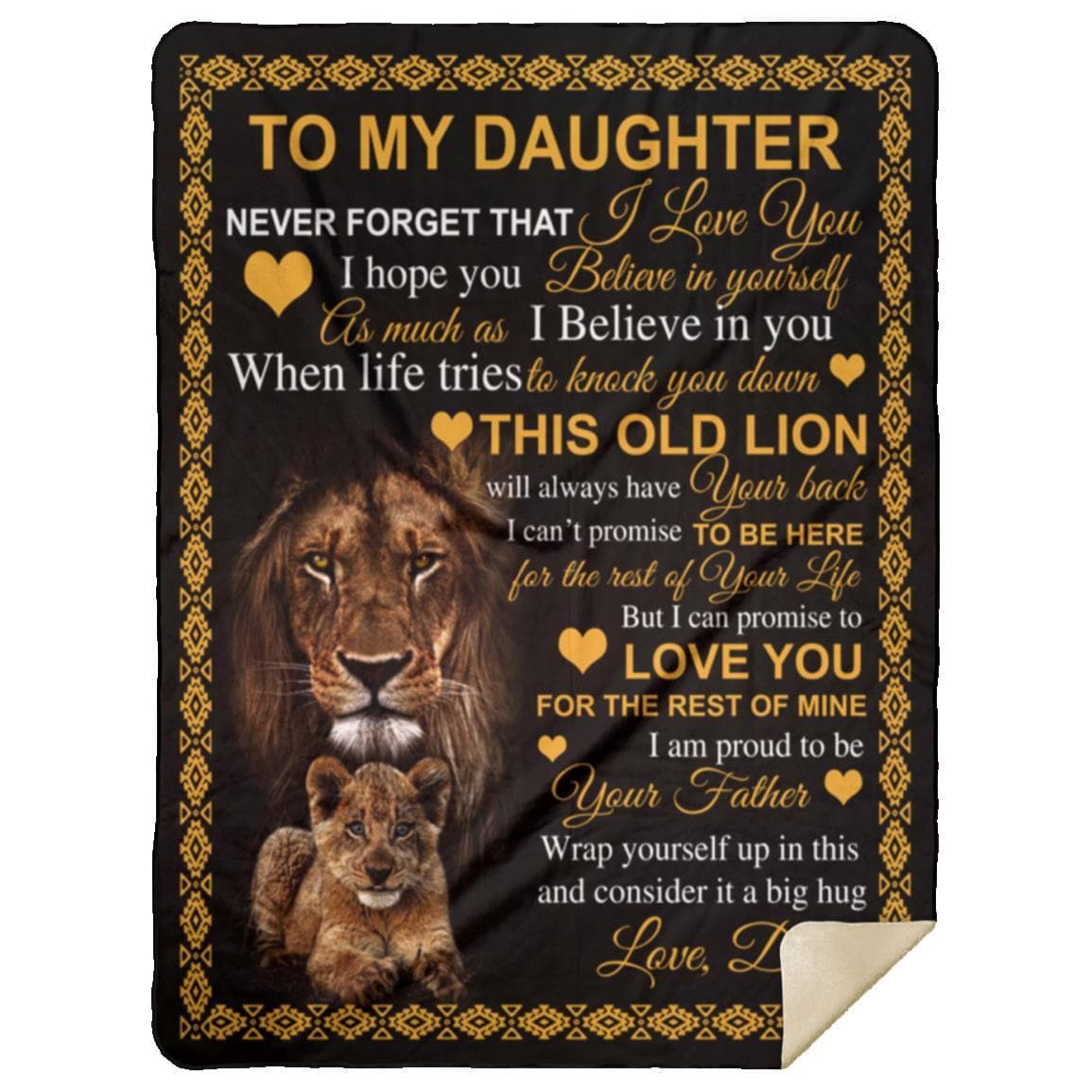 Love You- Black Lion Dad to Daughter Blanket
