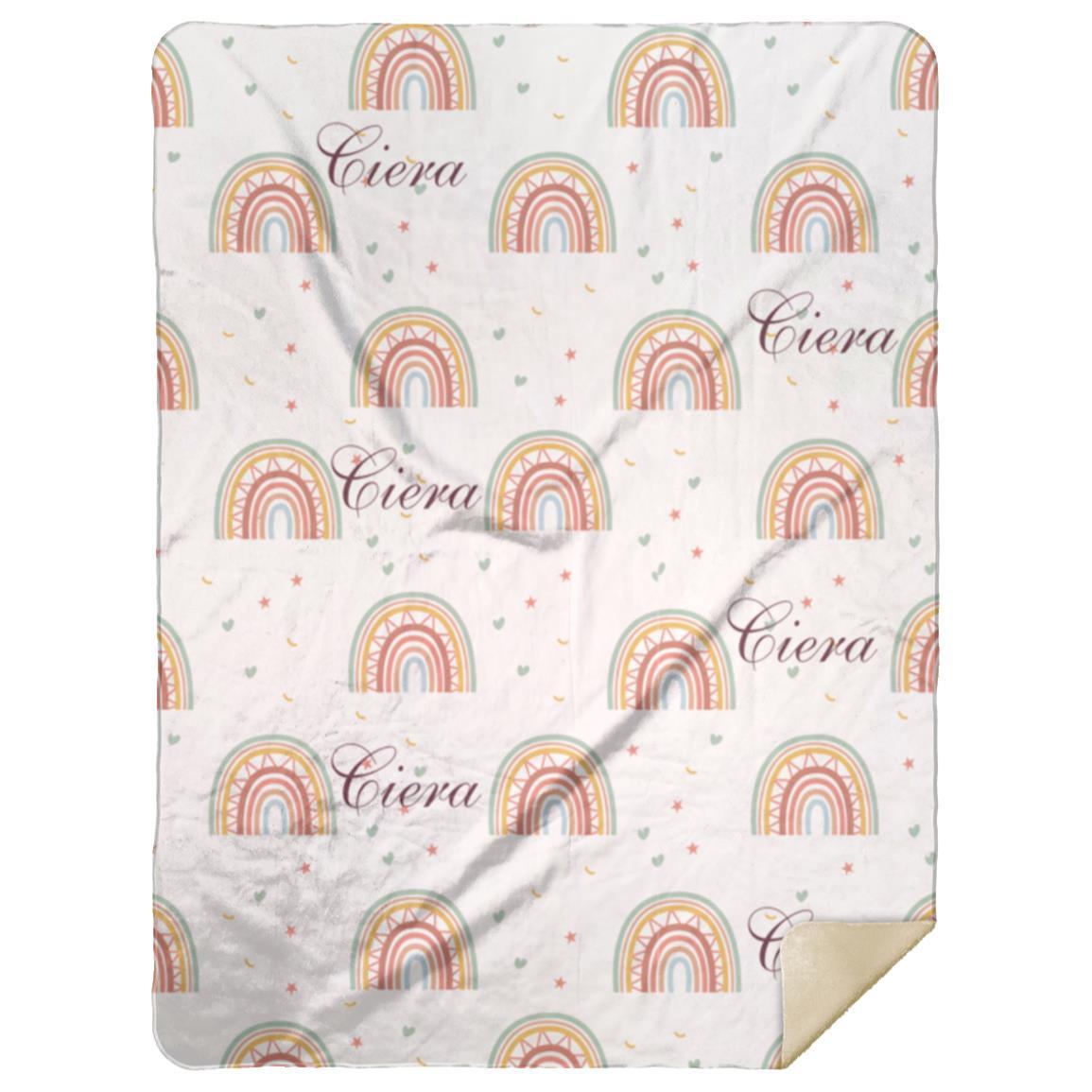 Boho Rainbow Personalized Name Blanket