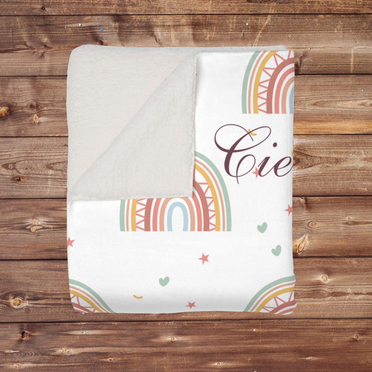 Boho Rainbow Personalized Name Blanket