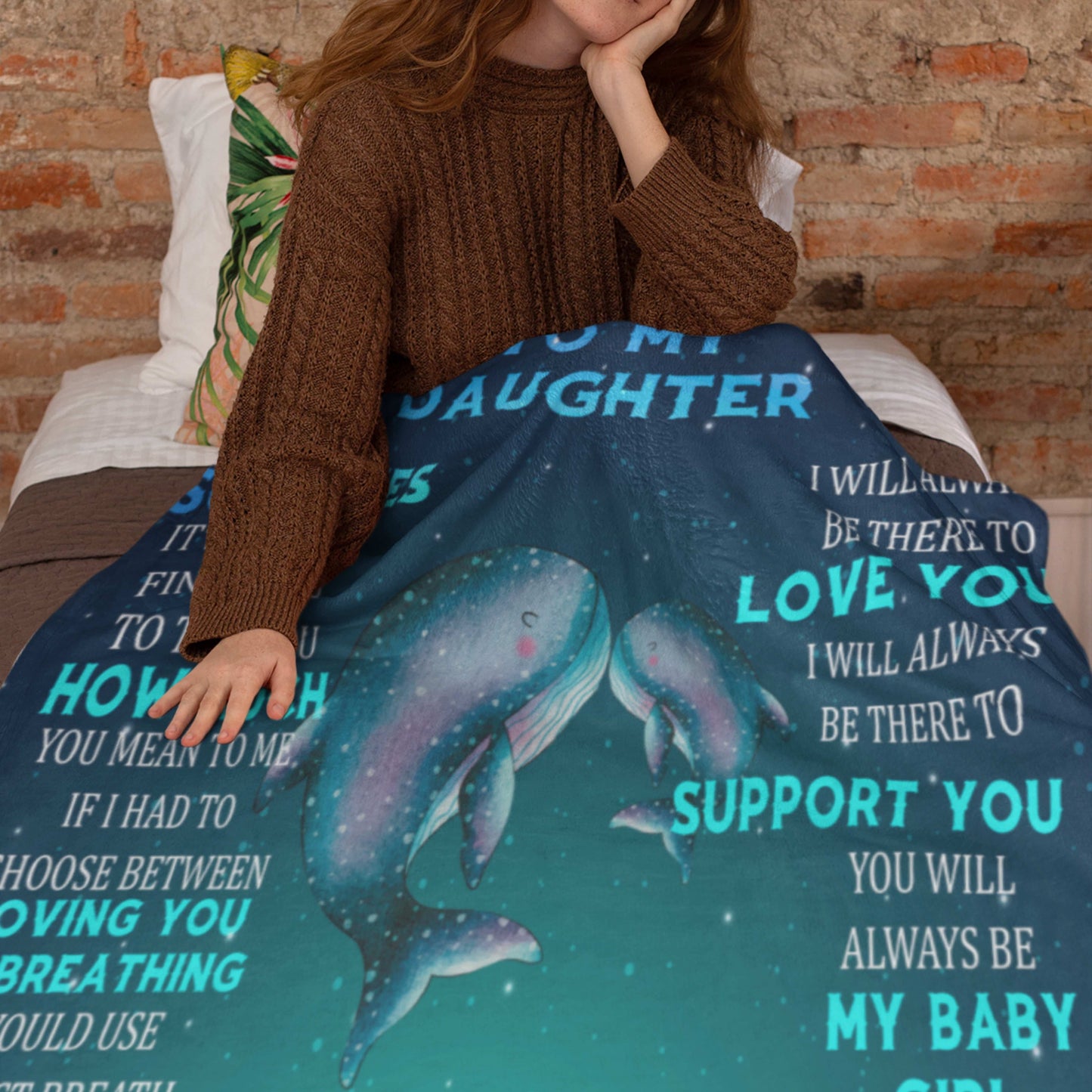 Whale Ocean Themed Daughter Blanket