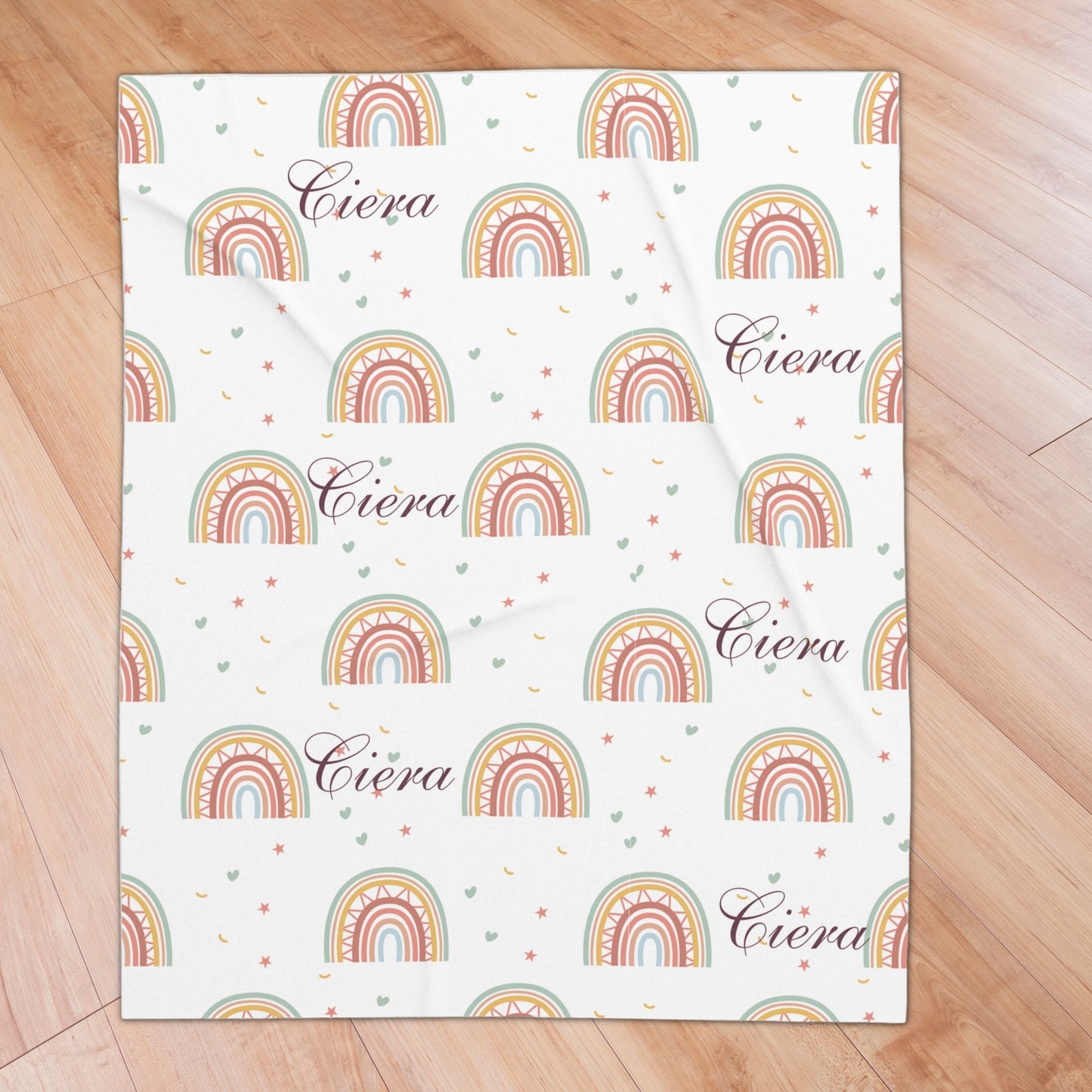 Boho Rainbow Personalized Name Blanket