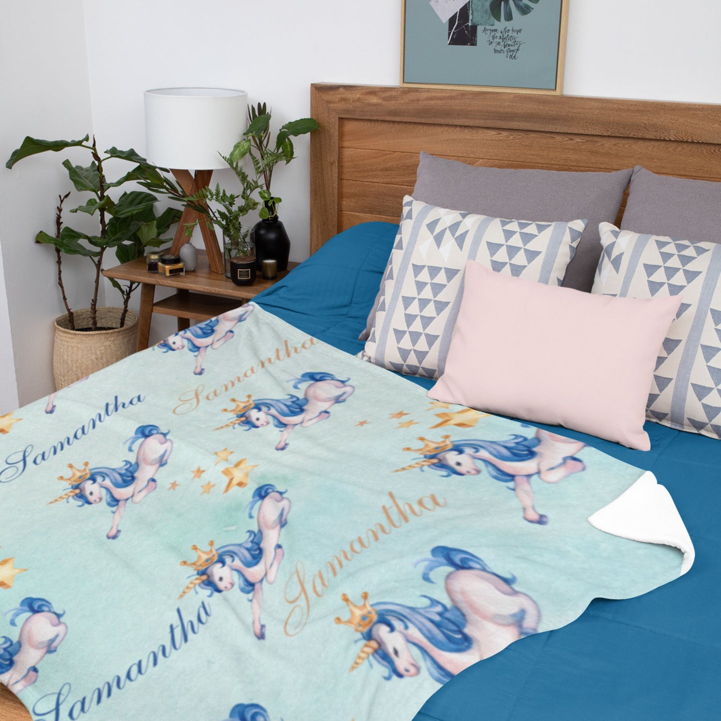 Unicorn Personalized Name Blanket