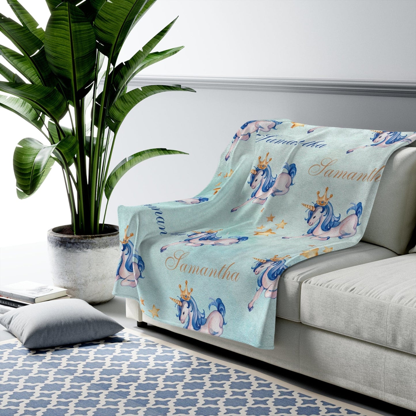 Unicorn Personalized Name Blanket