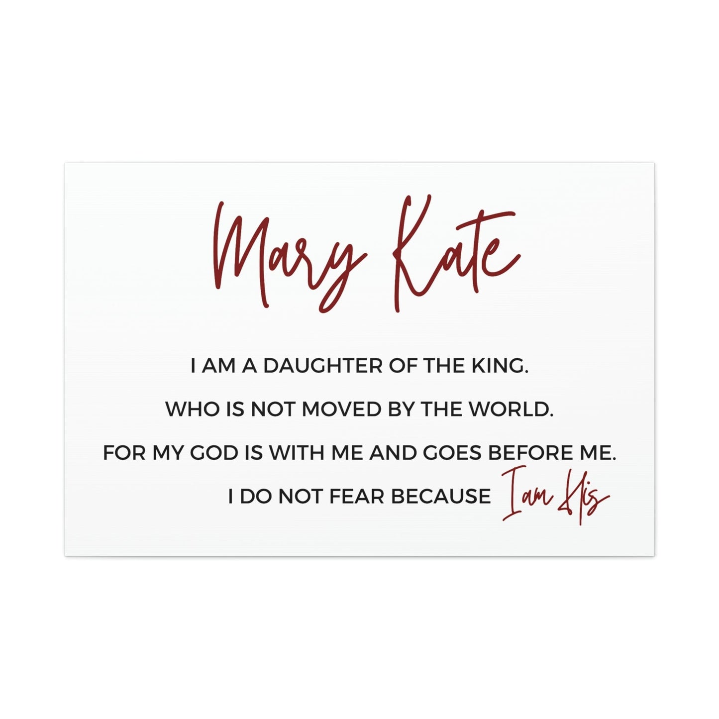 Personalized Christian Canvas Wall Art: 'I am the Daughter of the King'