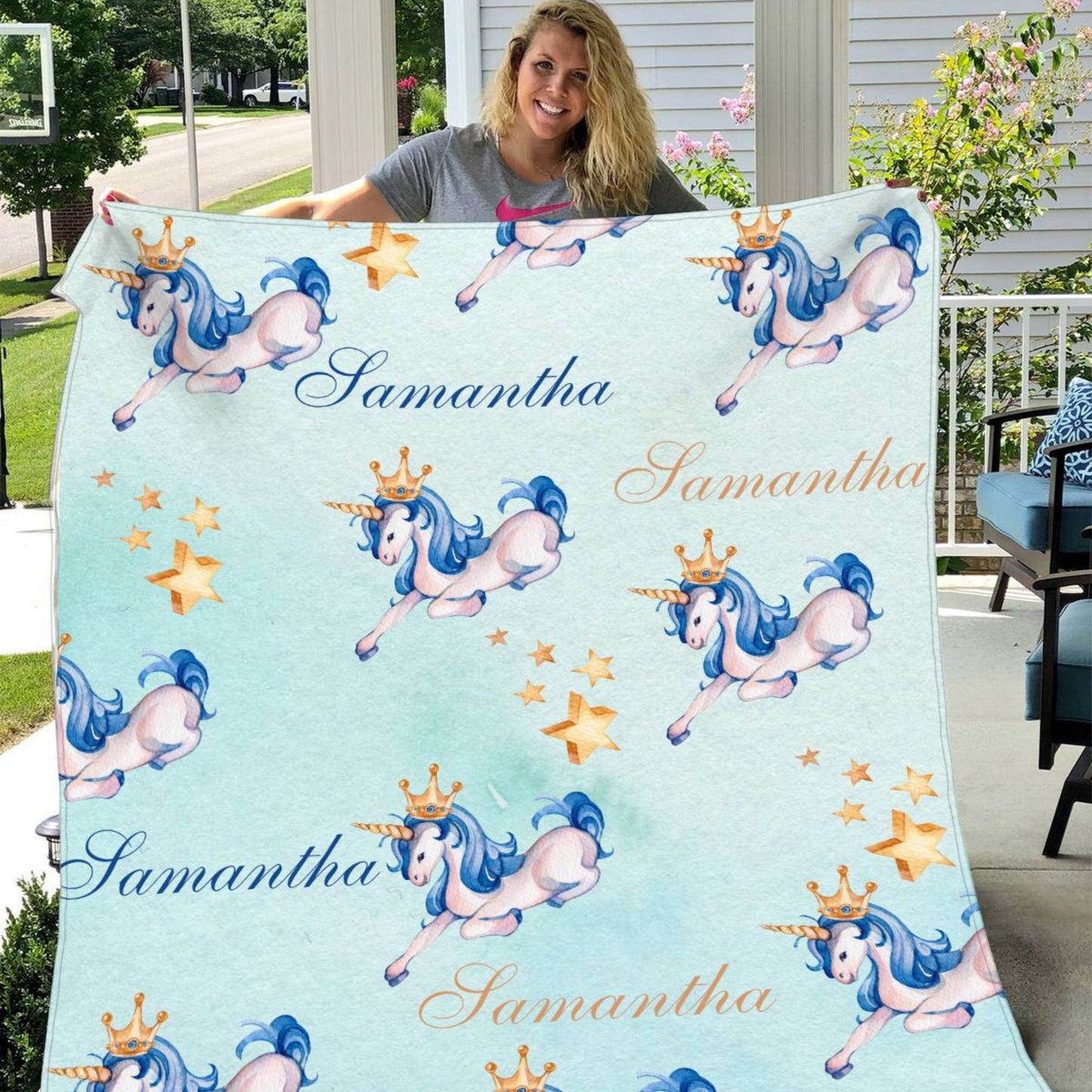 Unicorn Personalized Name Blanket