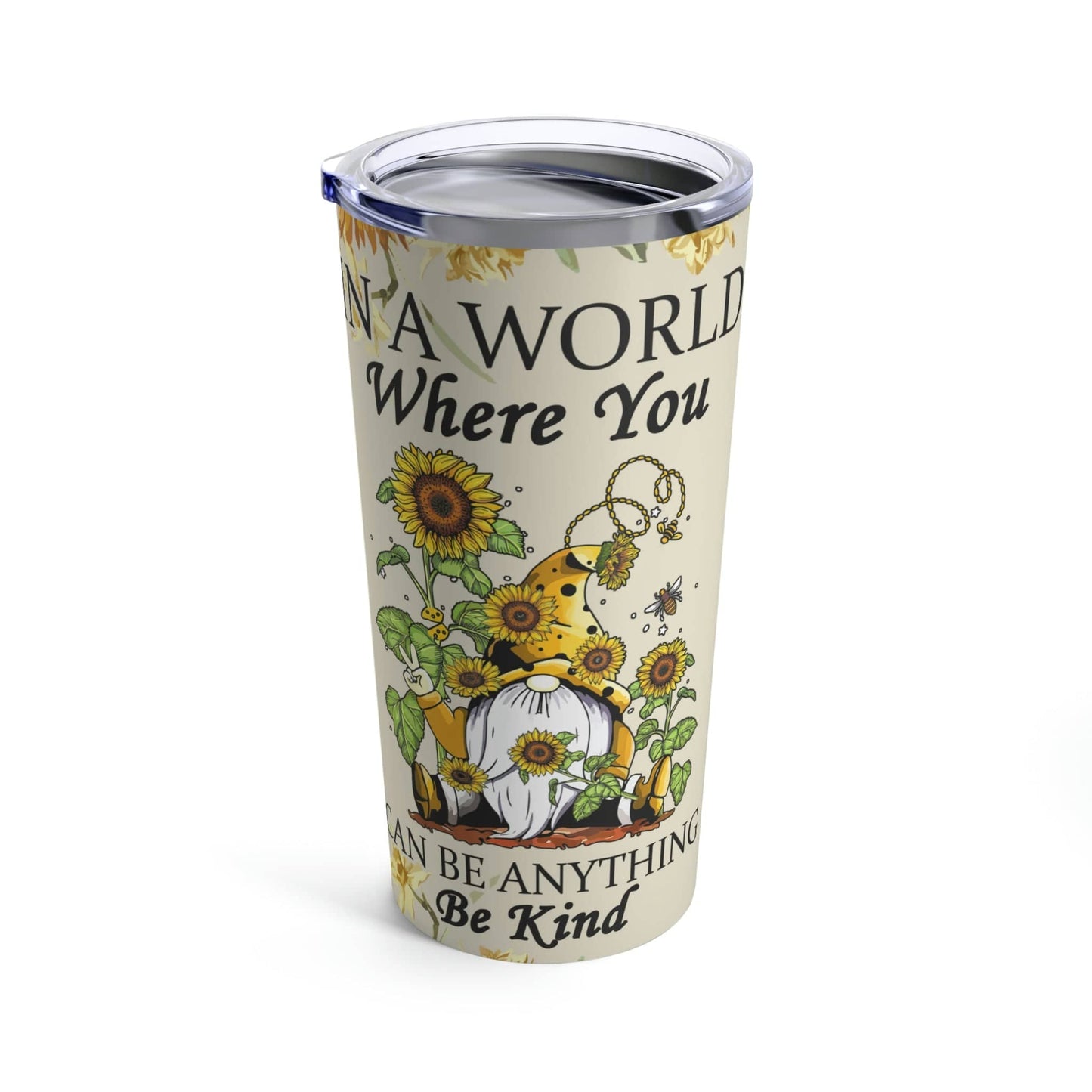 Be Kind Sunflower Gnome Personalized 20oz Tumbler