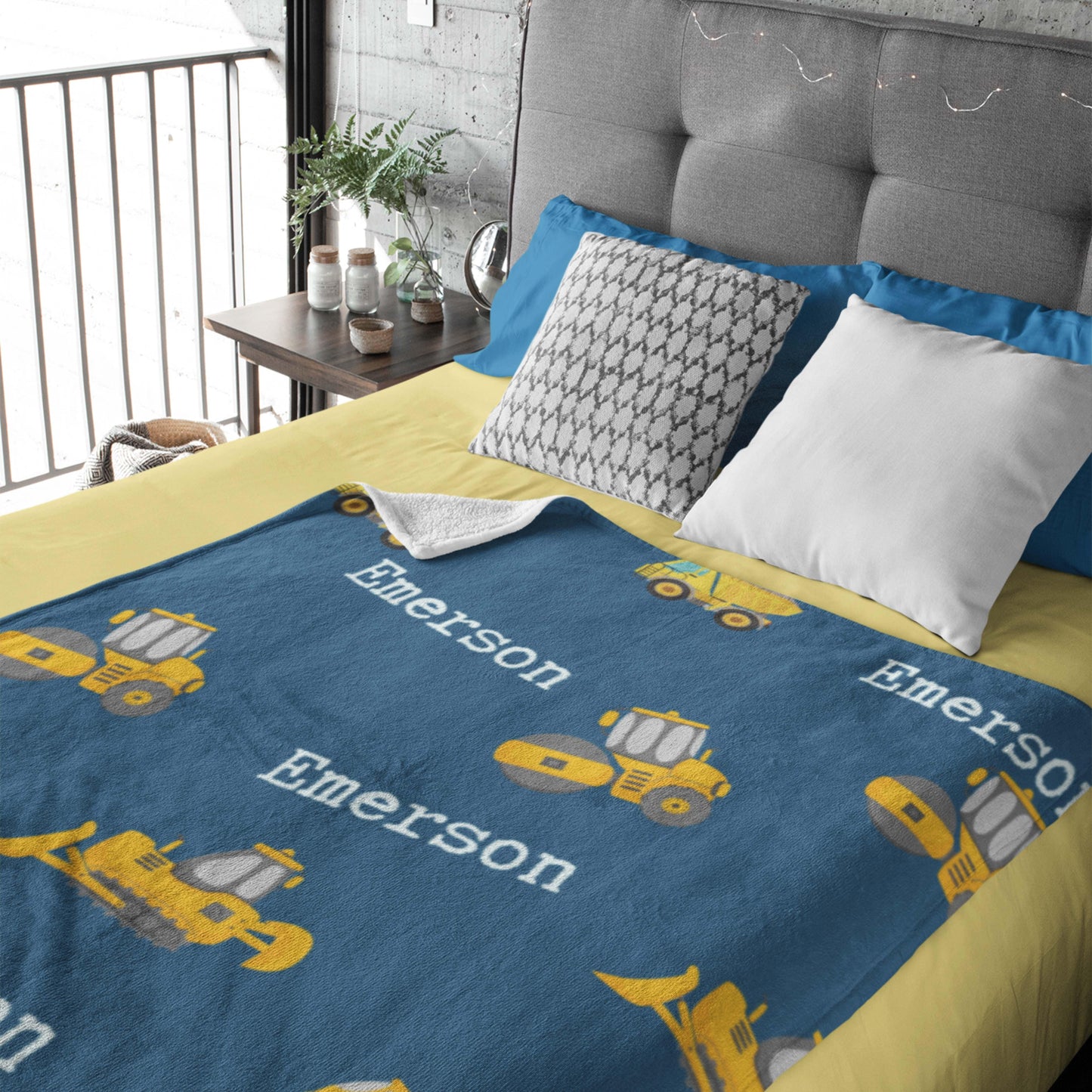 Personalized Name Construction Blanket