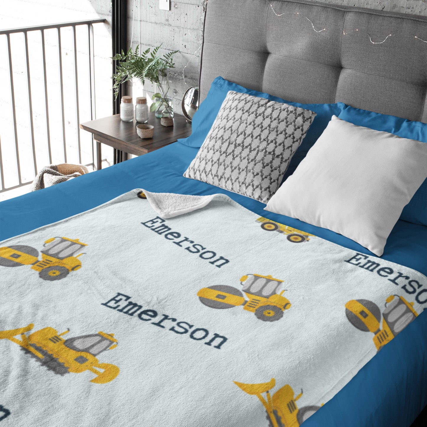 Personalized Name Construction Blanket