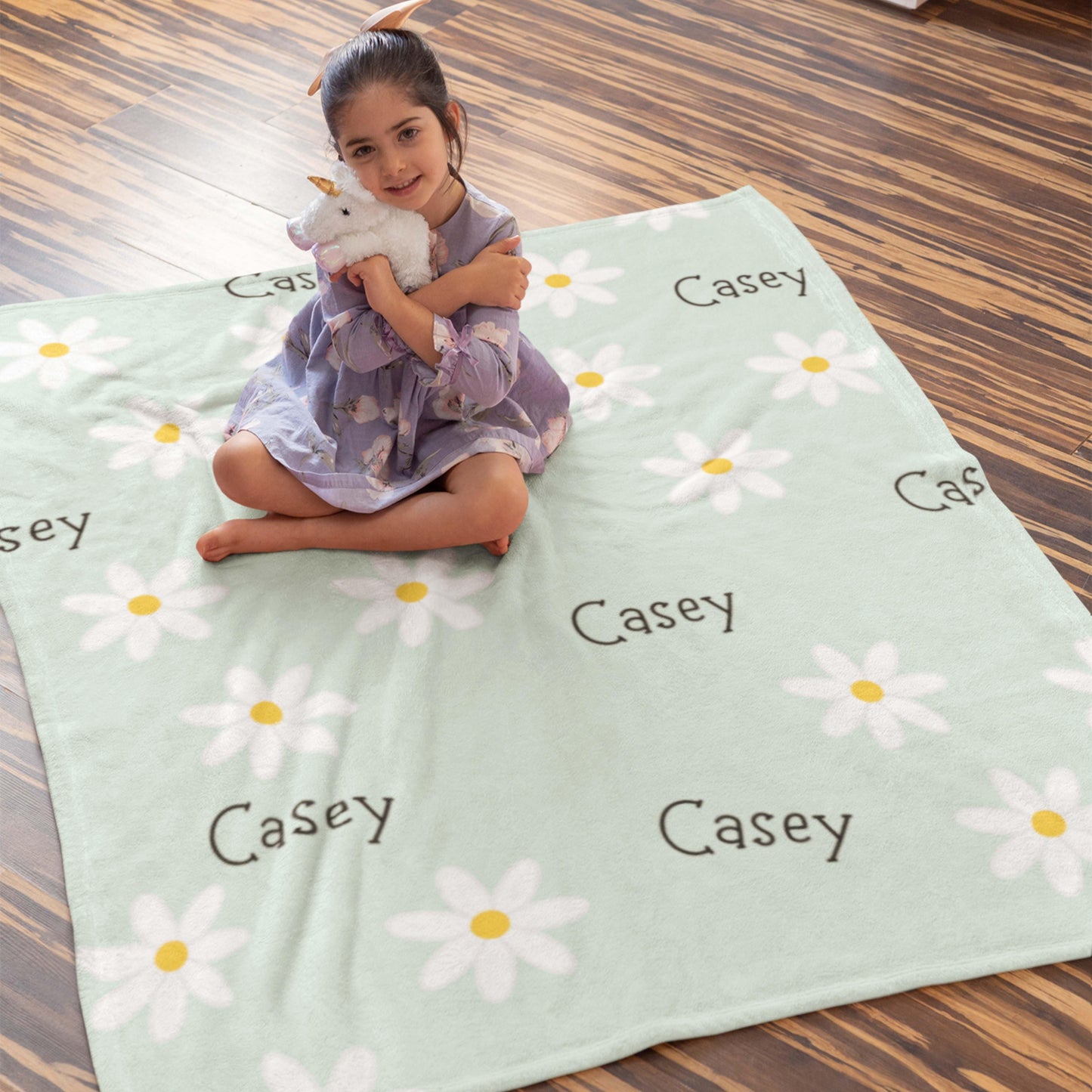 Personalized Name Daisies Blanket