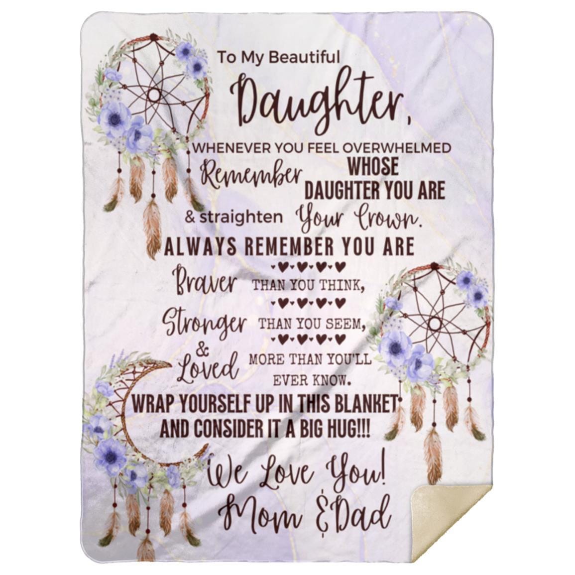 PurpleDreamCatcher Mom Dad to Daughter Blanket