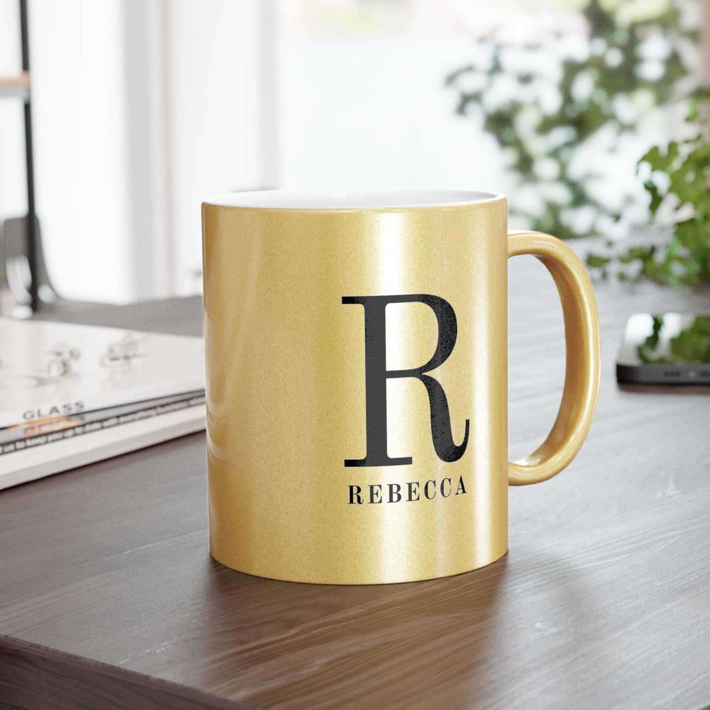 Monogram and Initial Coffee Mugs- metallic