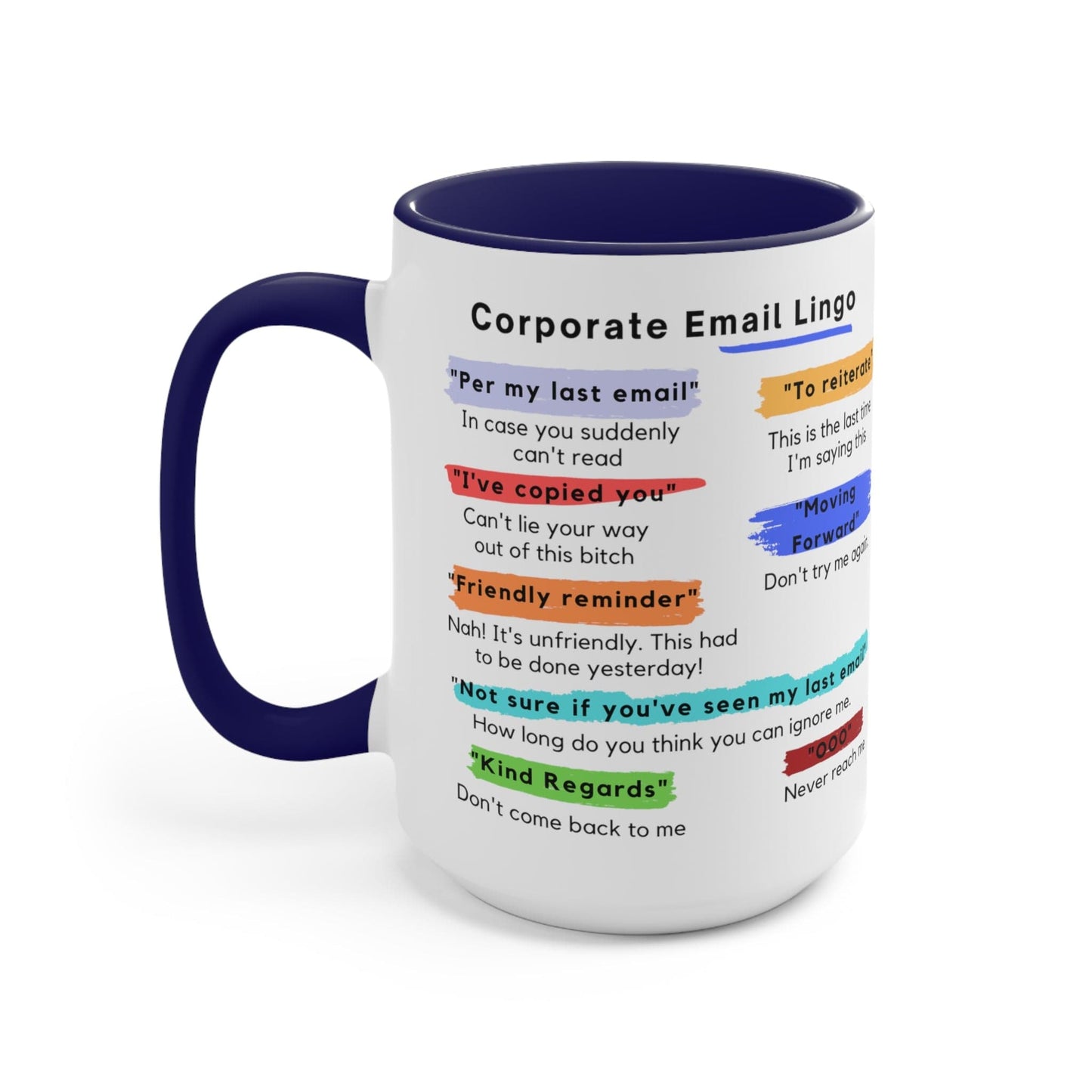 Corporate Email Lingo Two Tone Mug-Coworker Gift-Office Humor