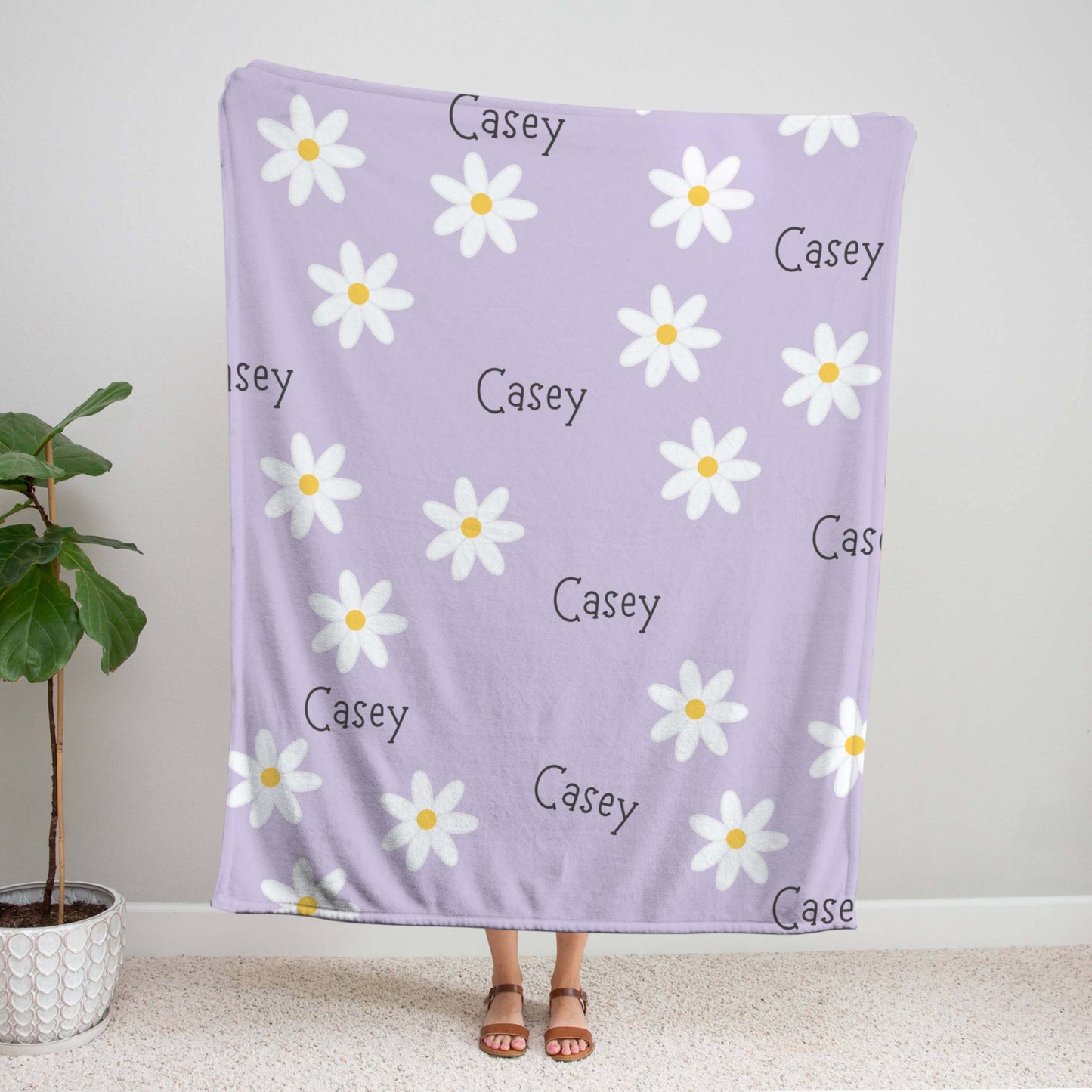 Personalized Name Daisies Blanket