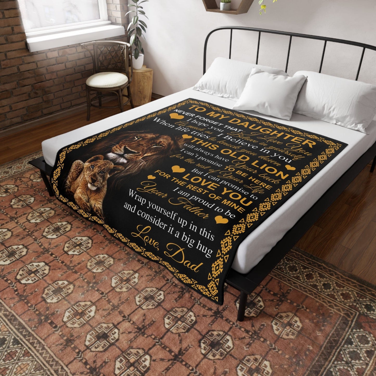 Love You- Black Lion Dad to Daughter Blanket
