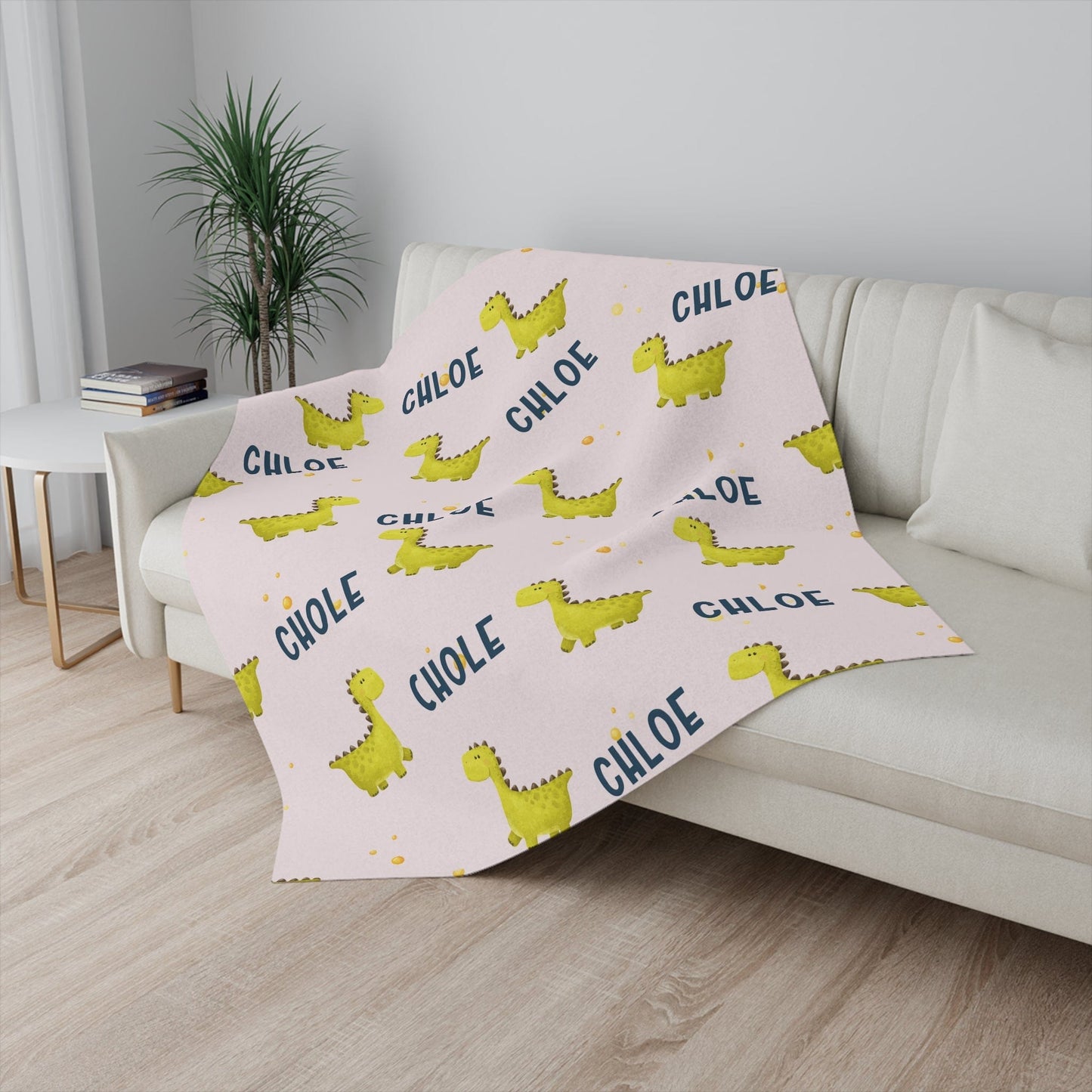 Dinosaur Pattern Personalized Name Blanket