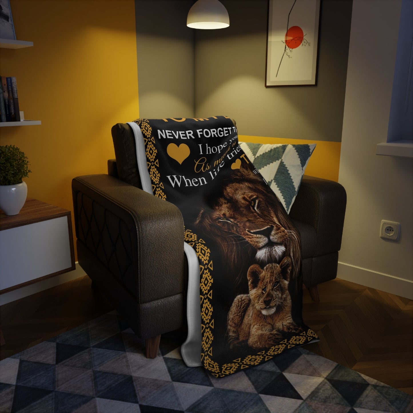 Love You- Black Lion Dad to Daughter Blanket