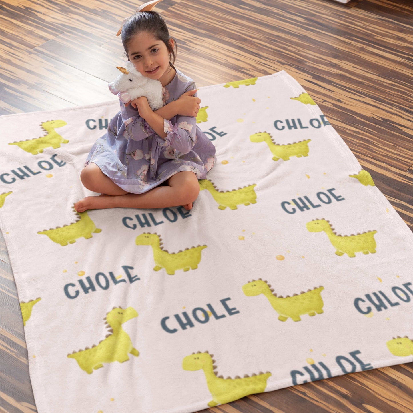 Dinosaur Pattern Personalized Name Blanket