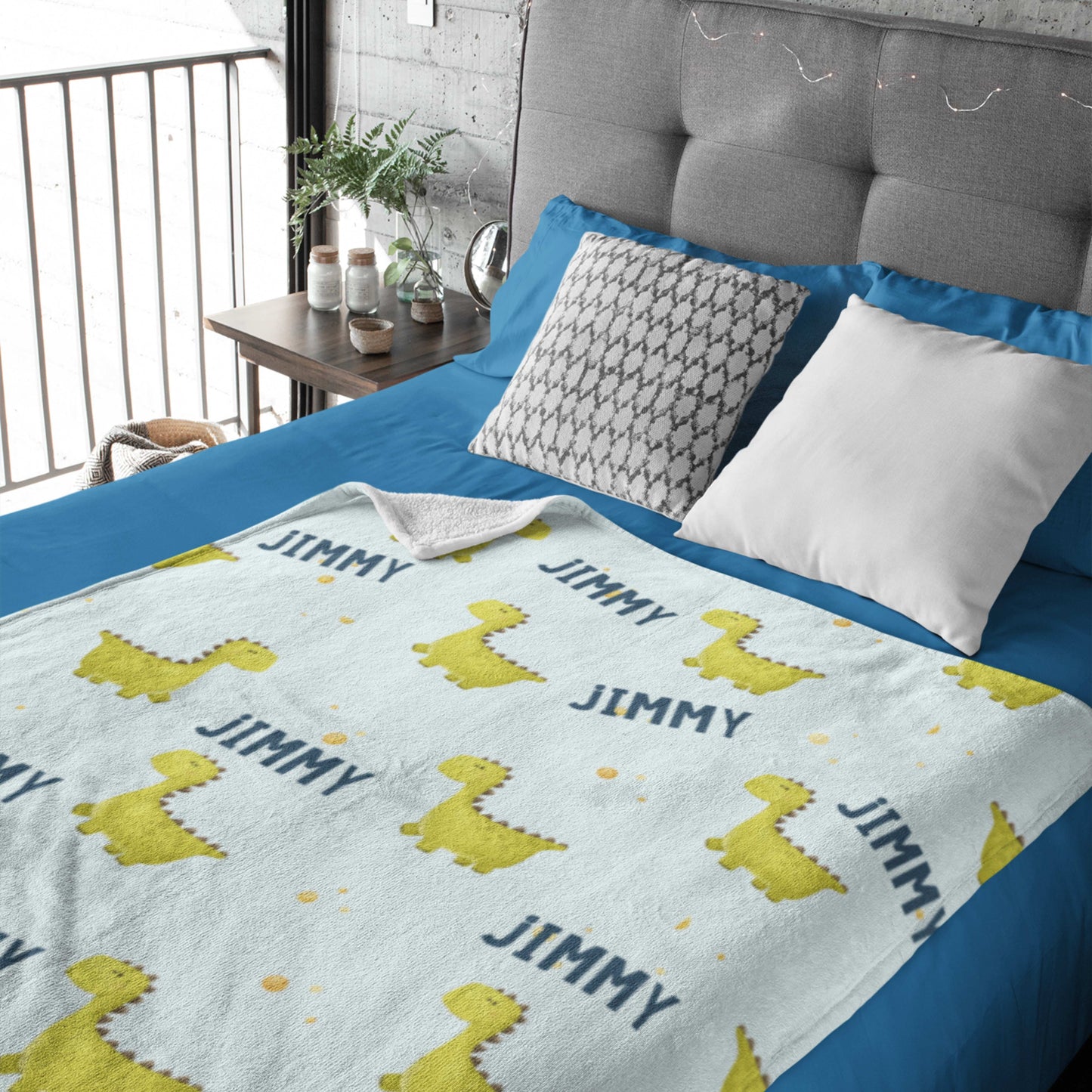 Dinosaur Pattern Personalized Name Blanket