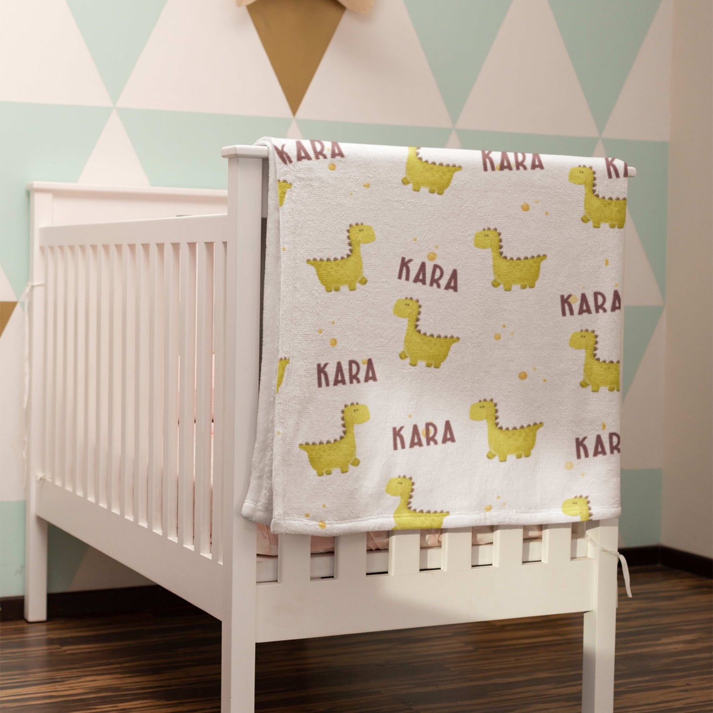 Dinosaur Pattern Personalized Name Blanket