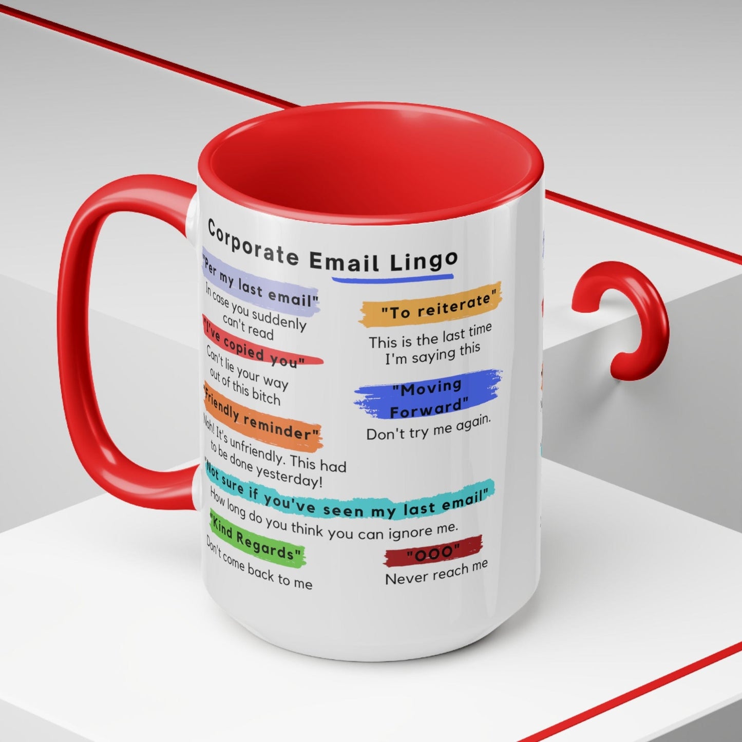 Corporate Email Lingo Two Tone Mug-Coworker Gift-Office Humor