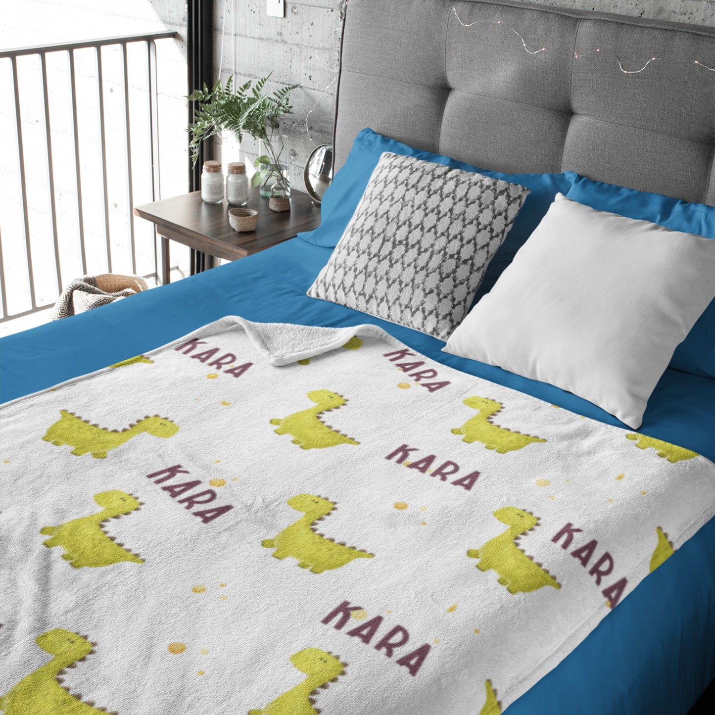 Dinosaur Pattern Personalized Name Blanket