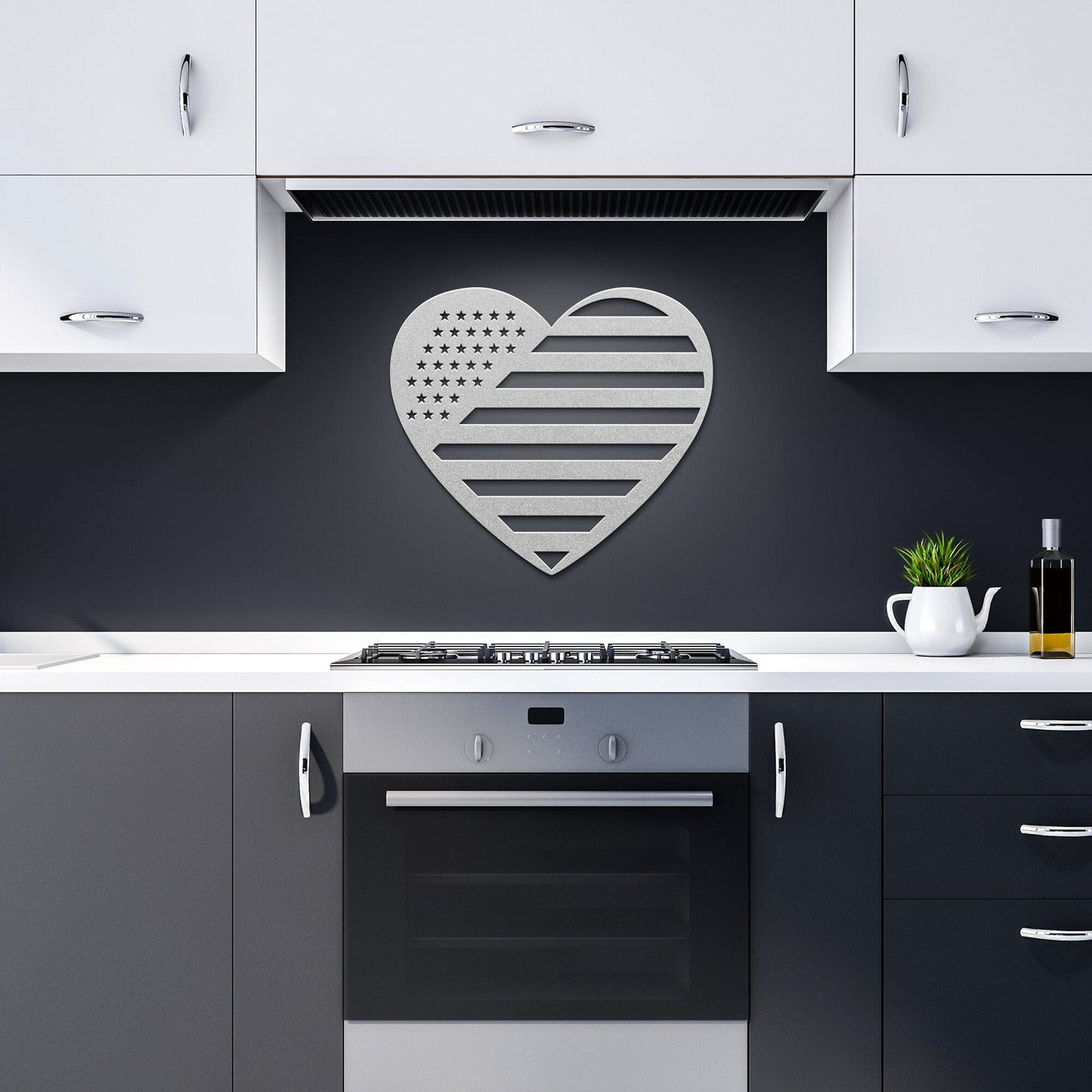 American Flag Heart Patriotic Metal Wall Art