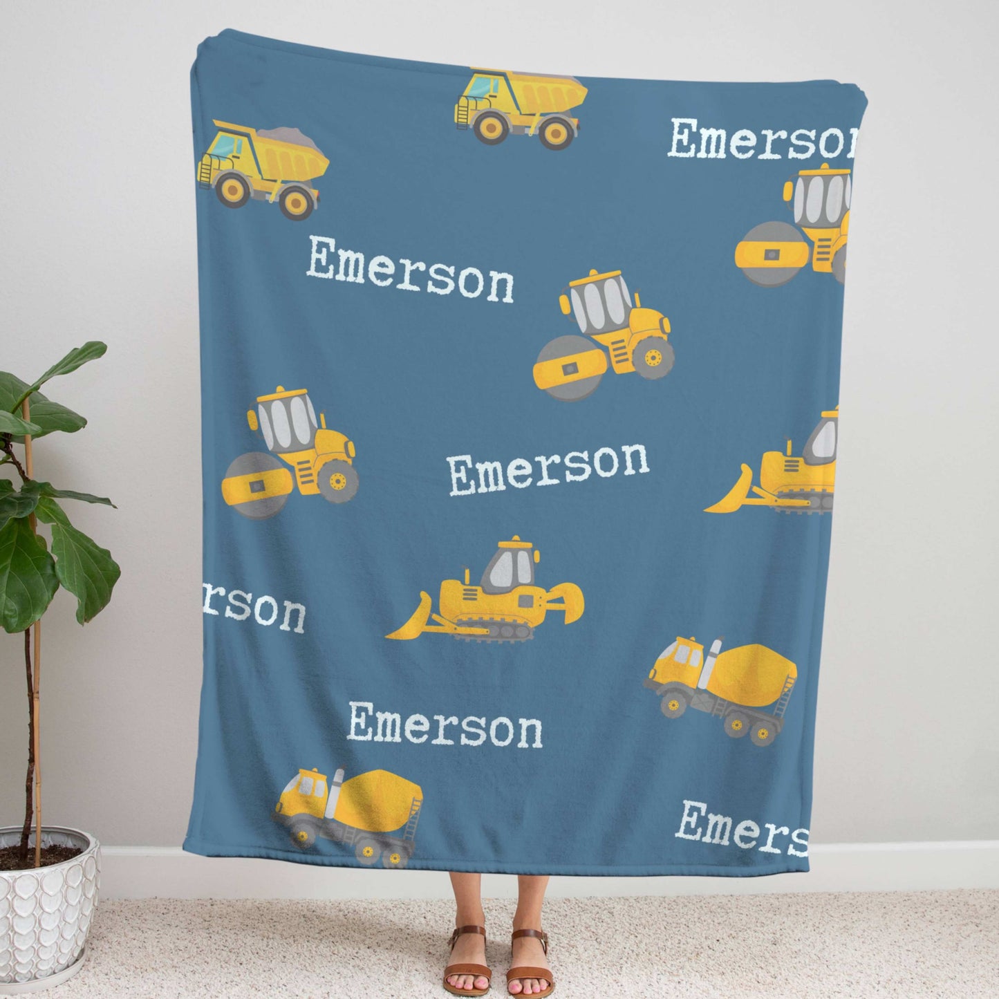 Personalized Name Construction Blanket