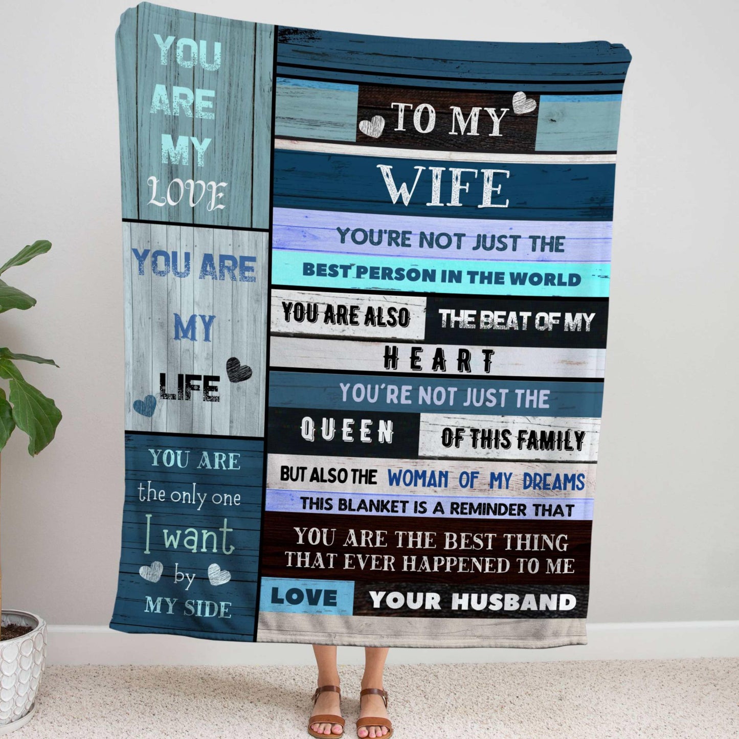 Beat of my heart Message Blanket to Wife