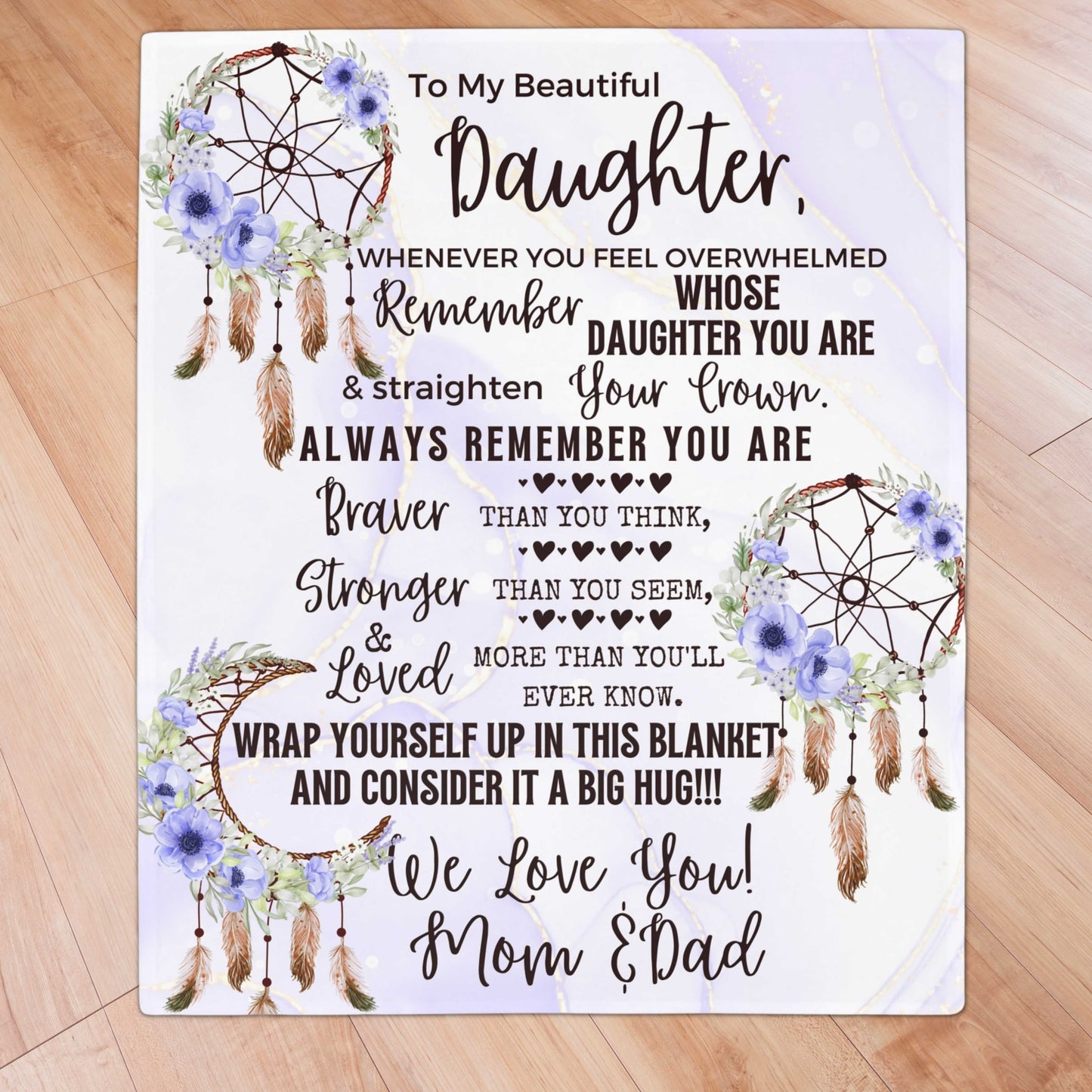 PurpleDreamCatcher Mom Dad to Daughter Blanket