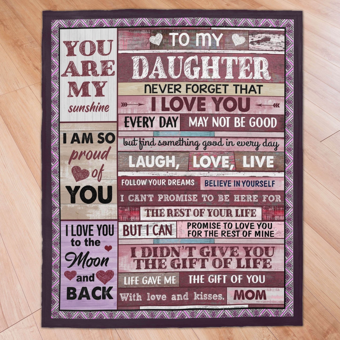 Laugh Love Live Pink Daughter Blanket from Mom