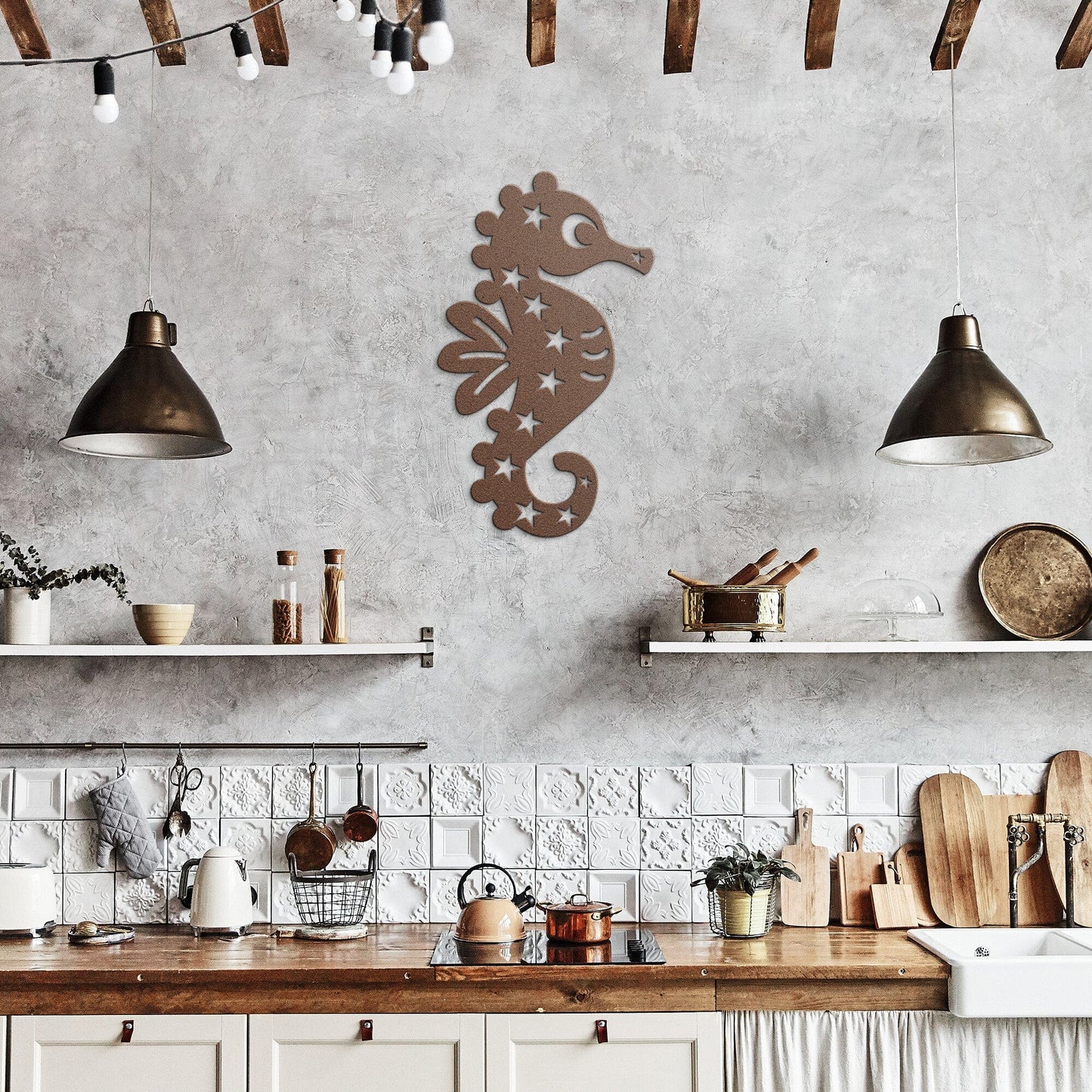 Cute Seahorse Nursery Decorative Metal Wall Art