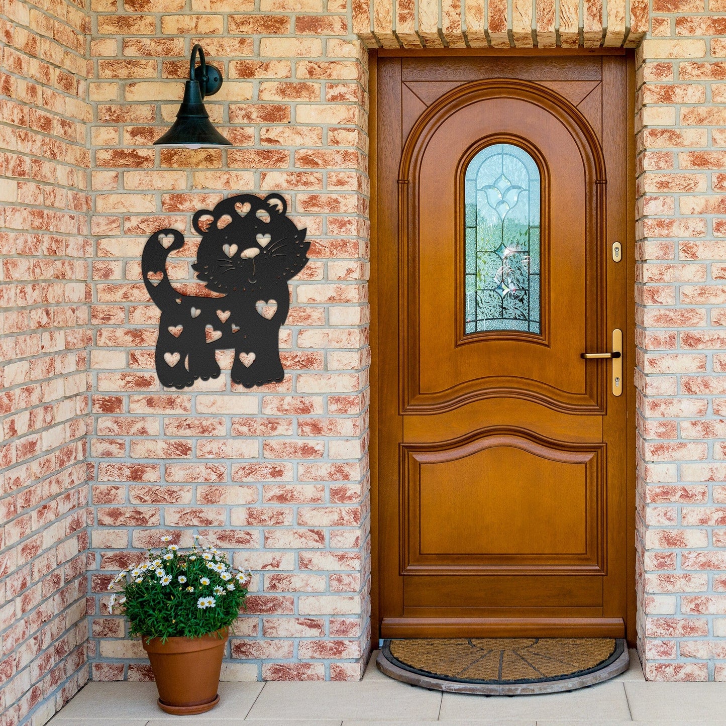 Cute Tiger with Hearts Nursery Decorative Metal Wall Art