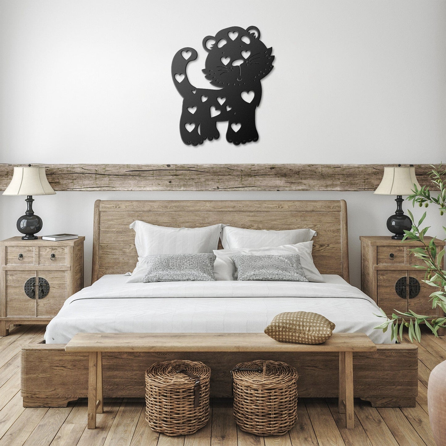 Cute Tiger with Hearts Nursery Decorative Metal Wall Art
