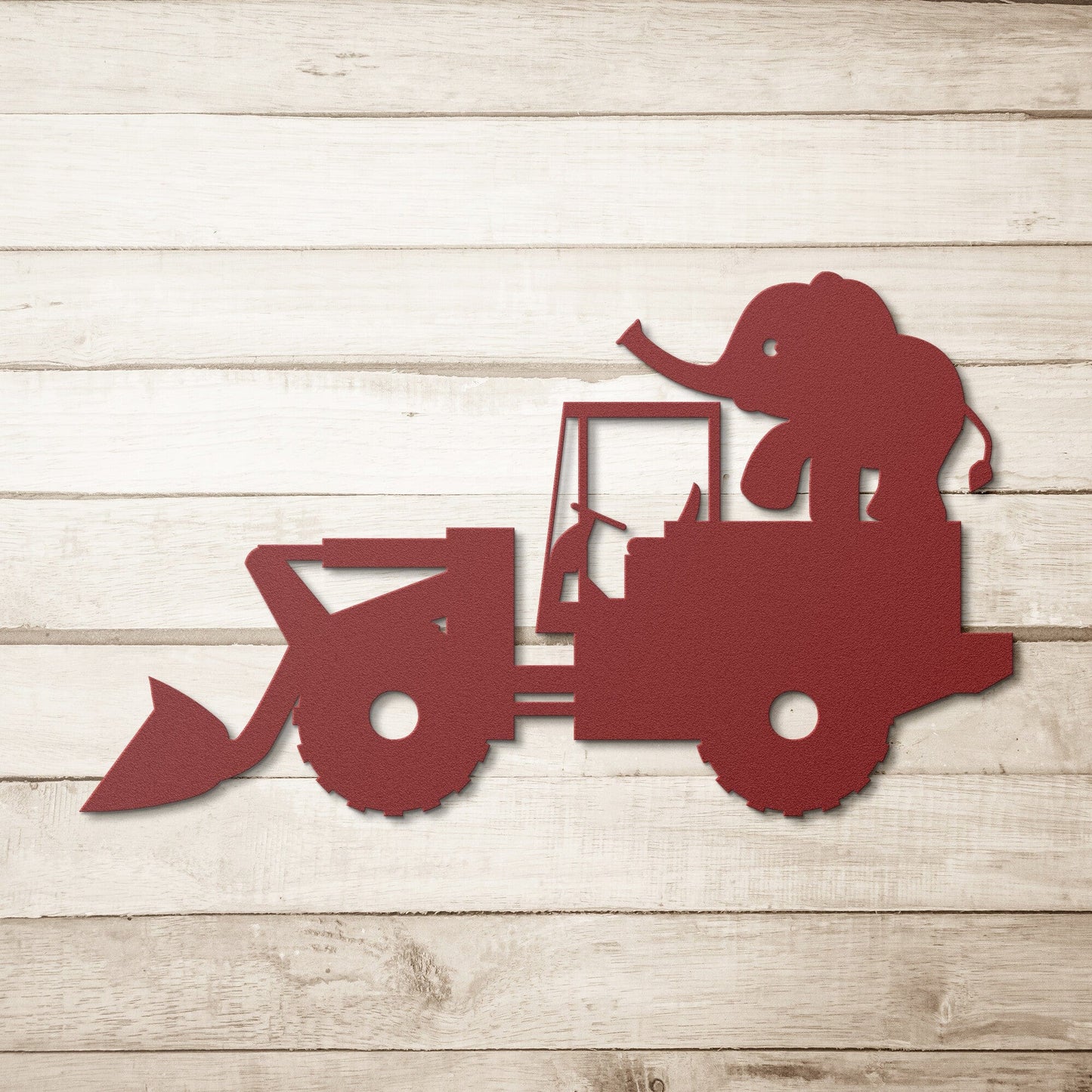 Excavator with Elephant Nursery Metal Wall Art