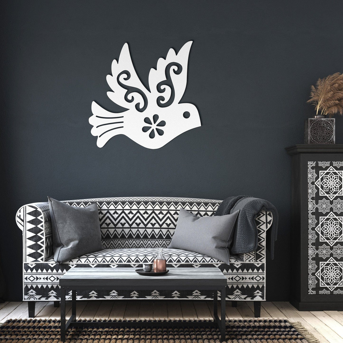 Intricate design bird decorative metal wall art
